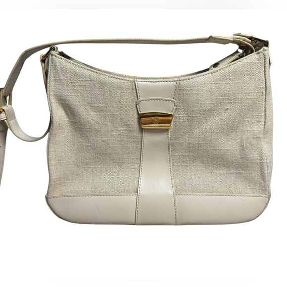 Etienne Aigner Handbags - Etienne Aigner Beige Canvas & Leather Shoulder Bag – Y2K Minimalist Classic